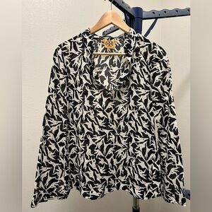 Tory Burch Monkey Sloth Blouse Tunic Size 0 XS EUC